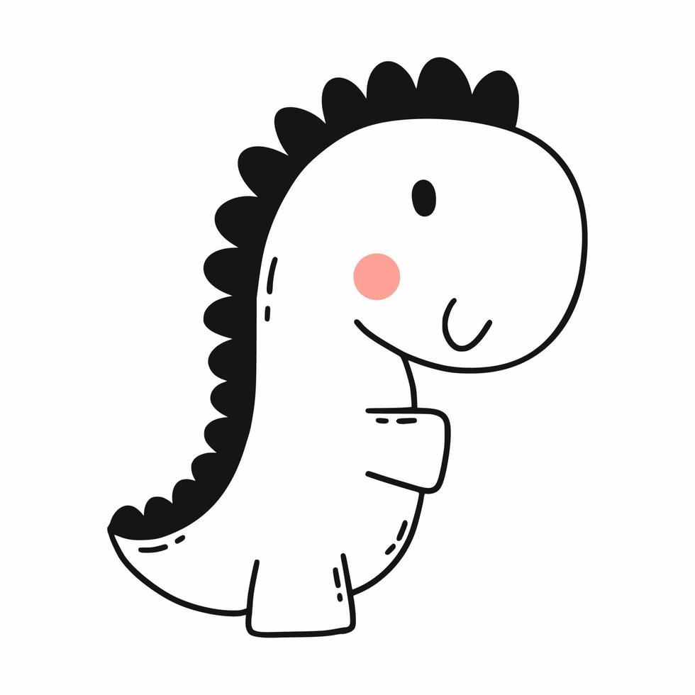 Cute dinosaur. Vector doodle illustration. Dino on white background. Cartoon character. Character for children.