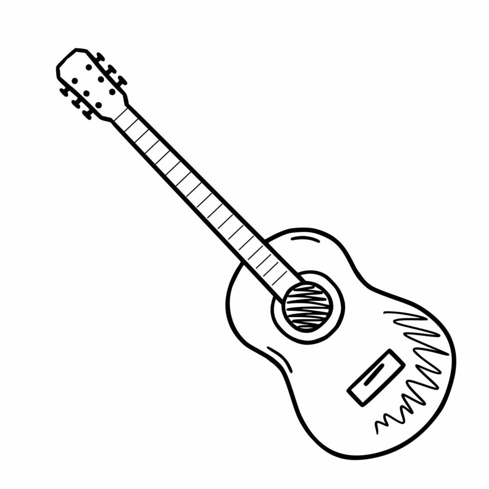 guitarra acustica. ilustración vectorial en estilo garabato. instrumento musical. vector