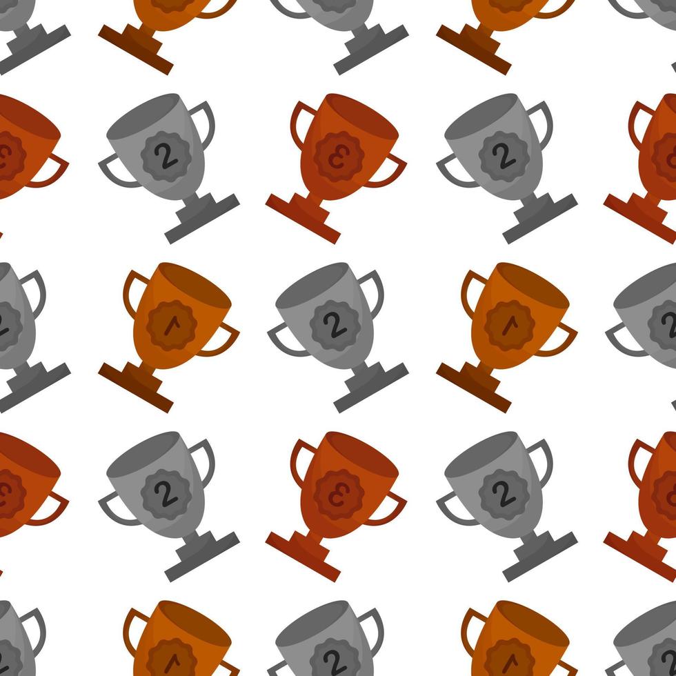 gold, silver and bronze trophy seamless pattern vector