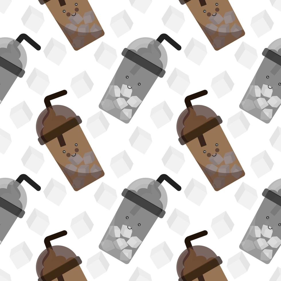 seamless pattern of black iced coffee and cappuccino iced coffee 2 vector