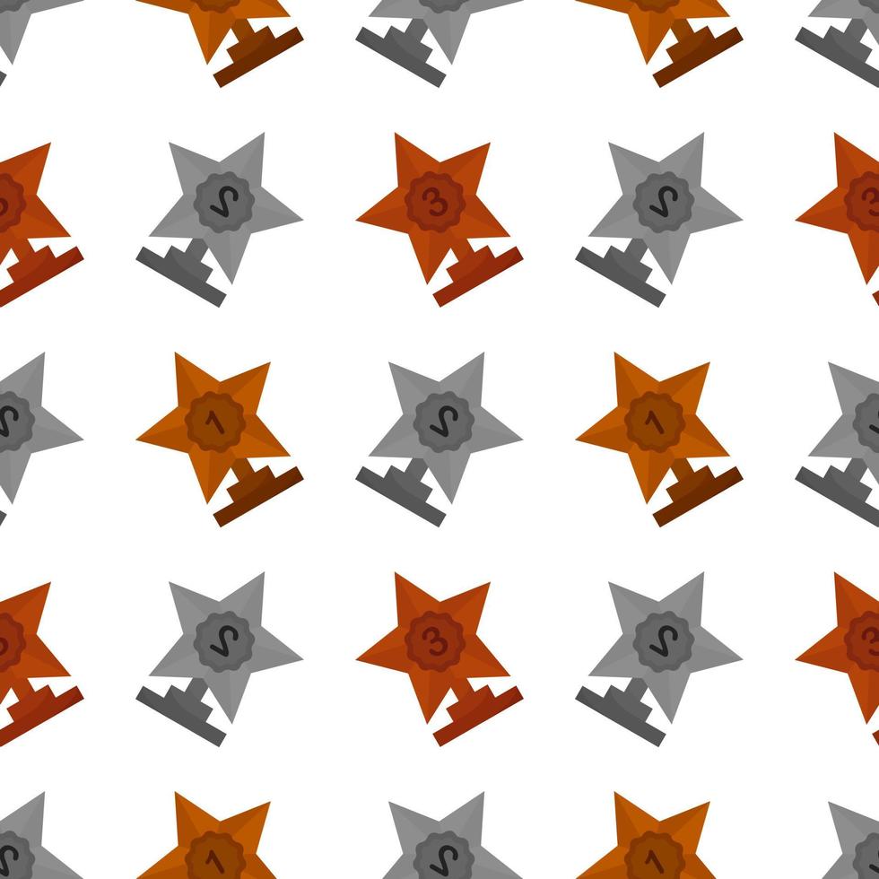 gold, silver and bronze star trophy seamless pattern vector