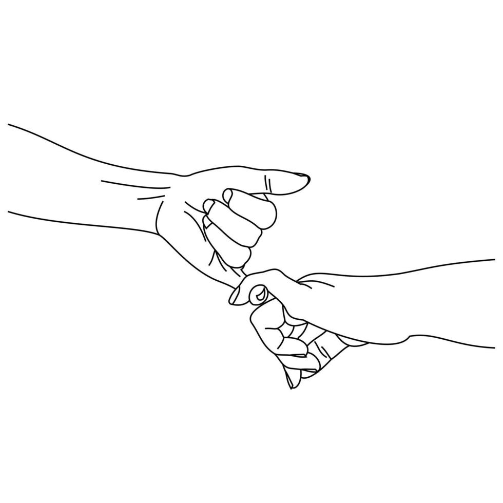 Illustration line drawing a hands making promise as a friendship ...