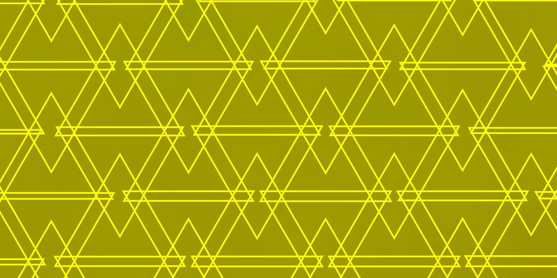 Telón de fondo de vector amarillo claro con líneas, triángulos.