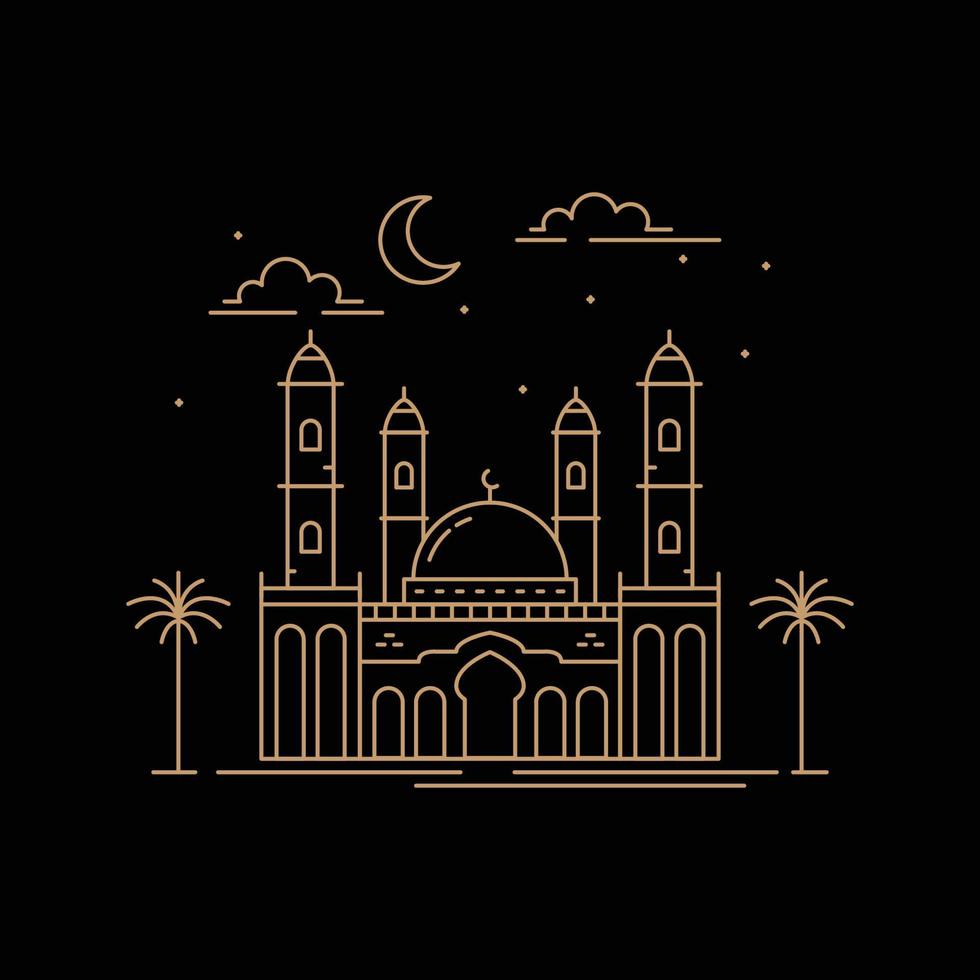 mosque monoline style design vector