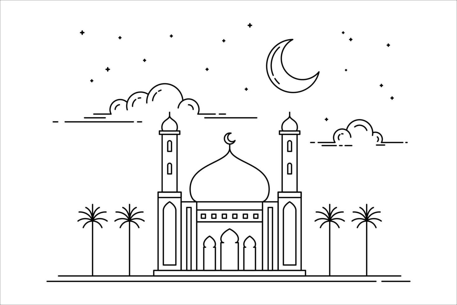 monoline design mosque vector
