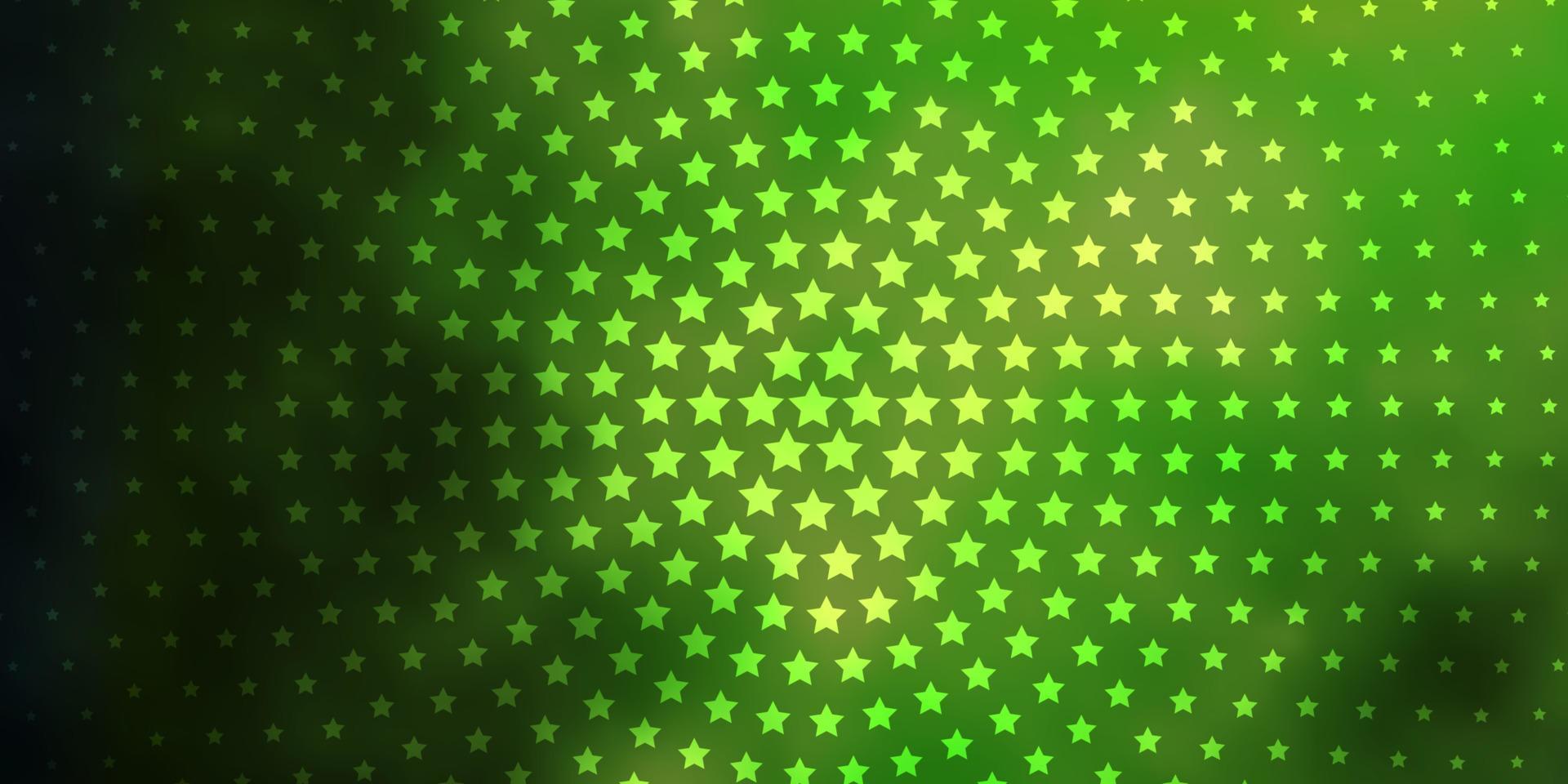 patrón de vector verde oscuro, amarillo con estrellas abstractas.