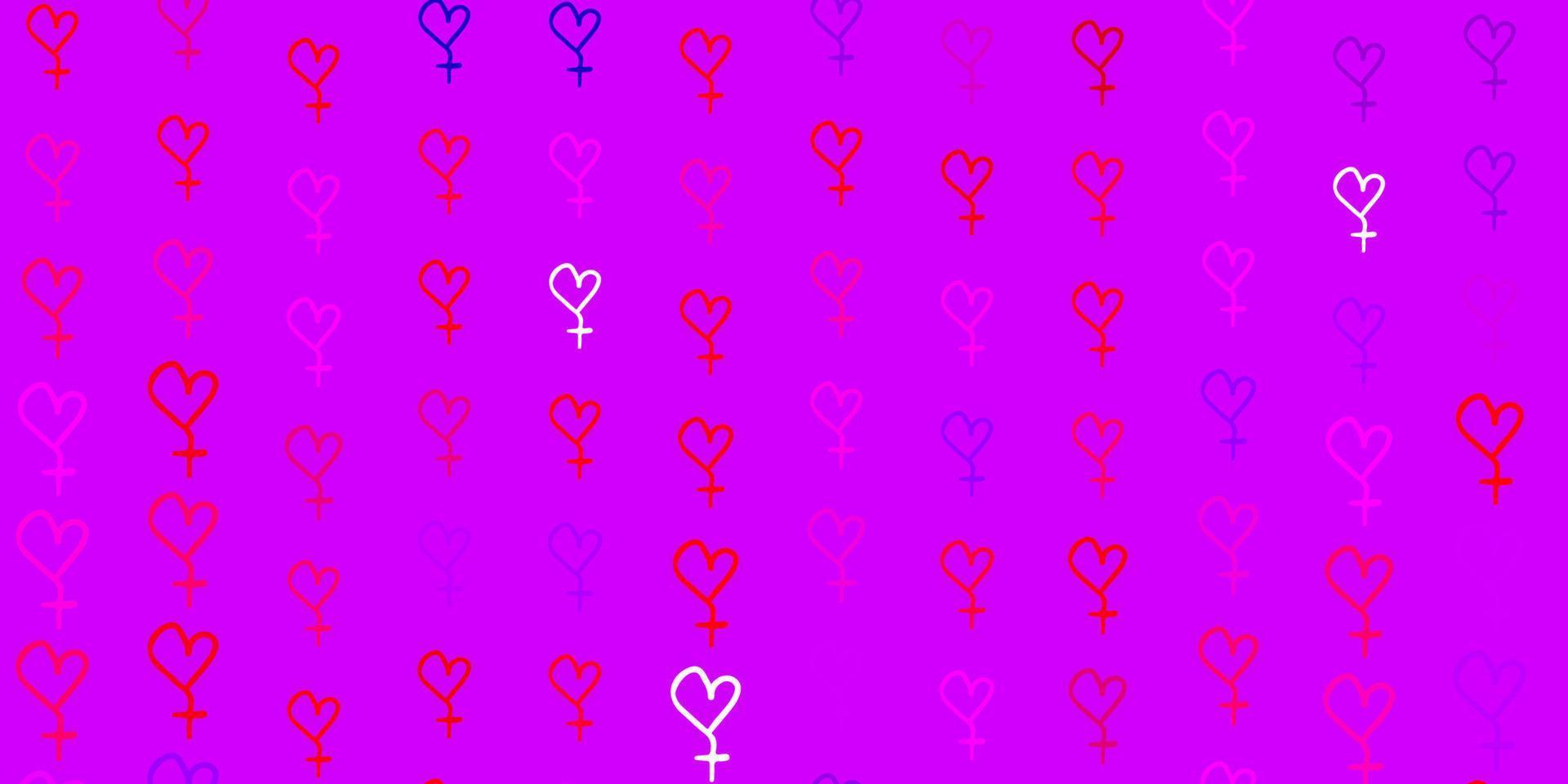 Light Pink, Red vector texture with women rights symbols.