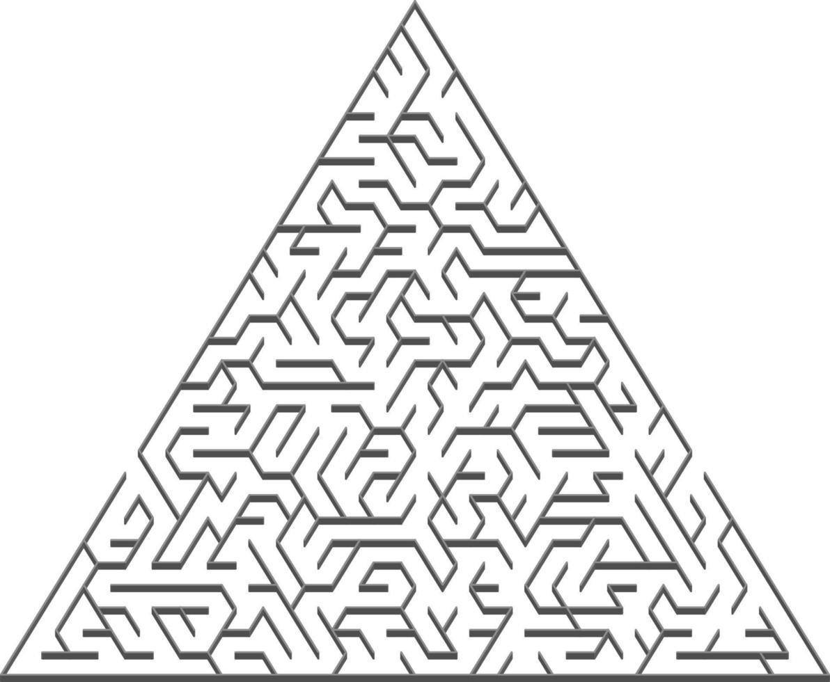 Vector backdrop with a gray triangular 3D maze, labyrinth.