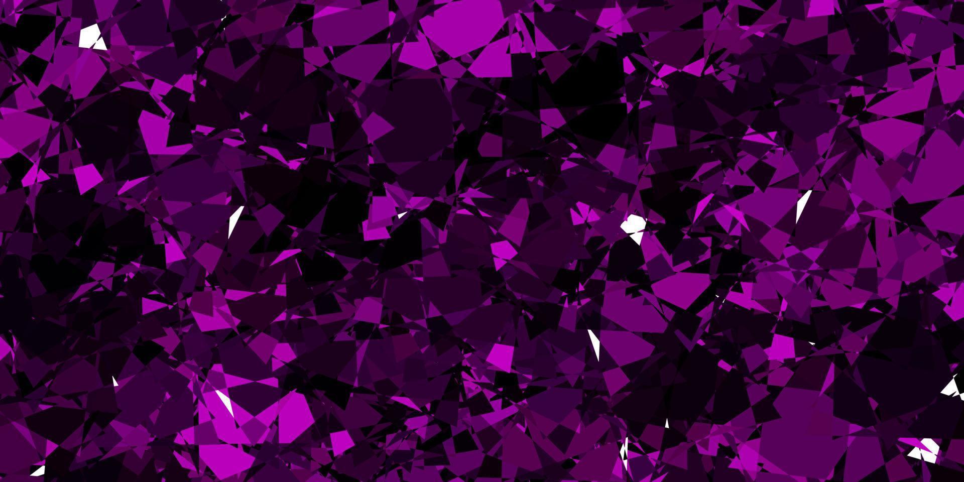 Telón de fondo de vector púrpura oscuro con triángulos, líneas.