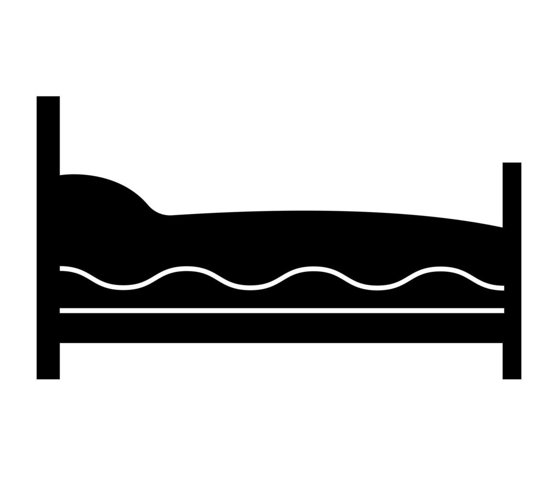 Bed icon. Black and white bed icon. Interior design element isolated. vector