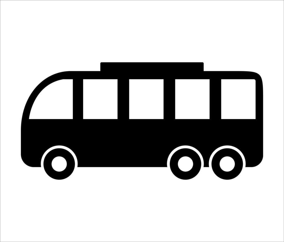 Flat black bus vector icon. Bus illustration with simple geometric shapes.