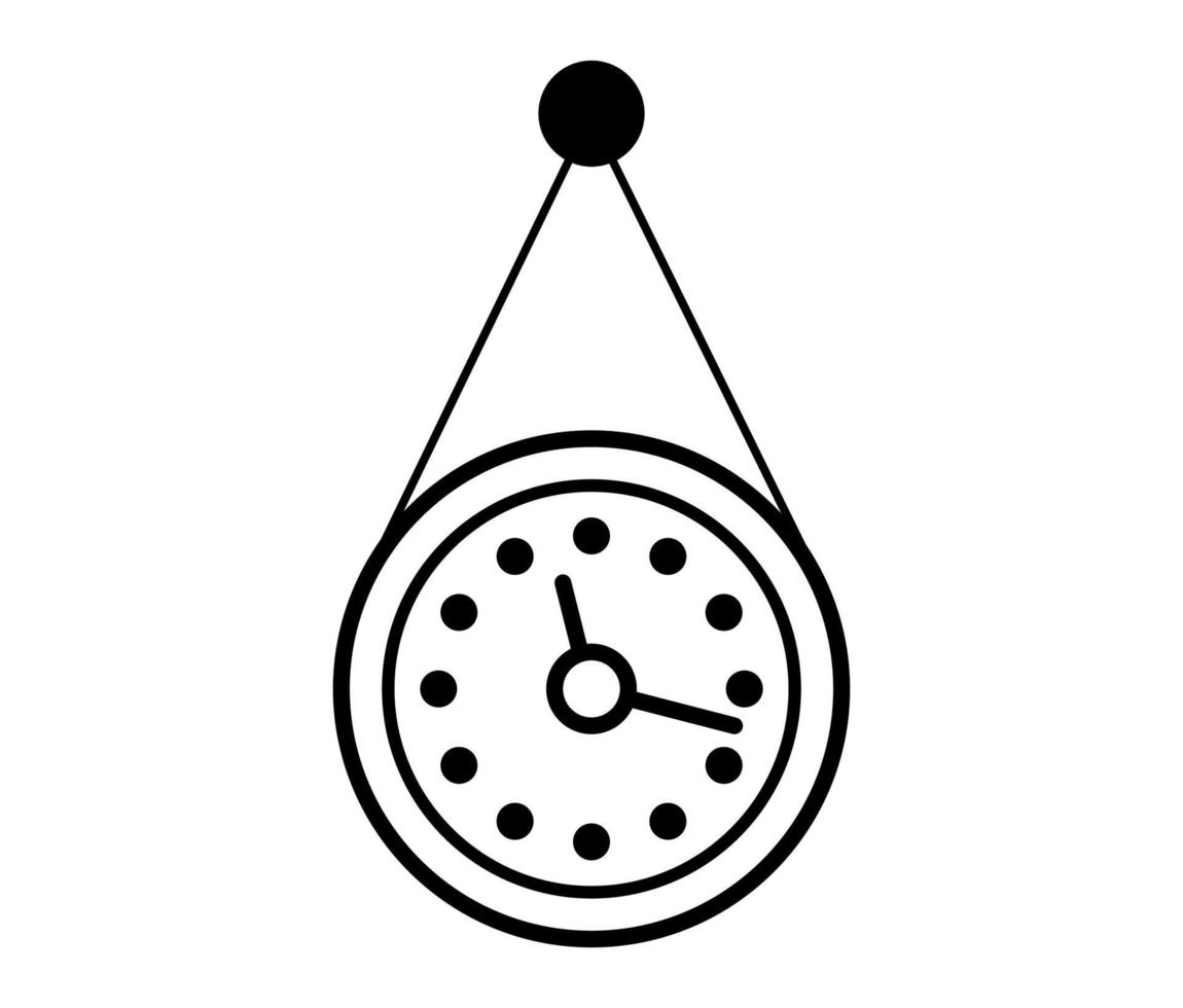 icono de arte de línea vectorial de reloj de pared. ilustración de reloj de pared antiguo de contorno blanco y negro con línea delgada negra aislada sobre fondo blanco. vector