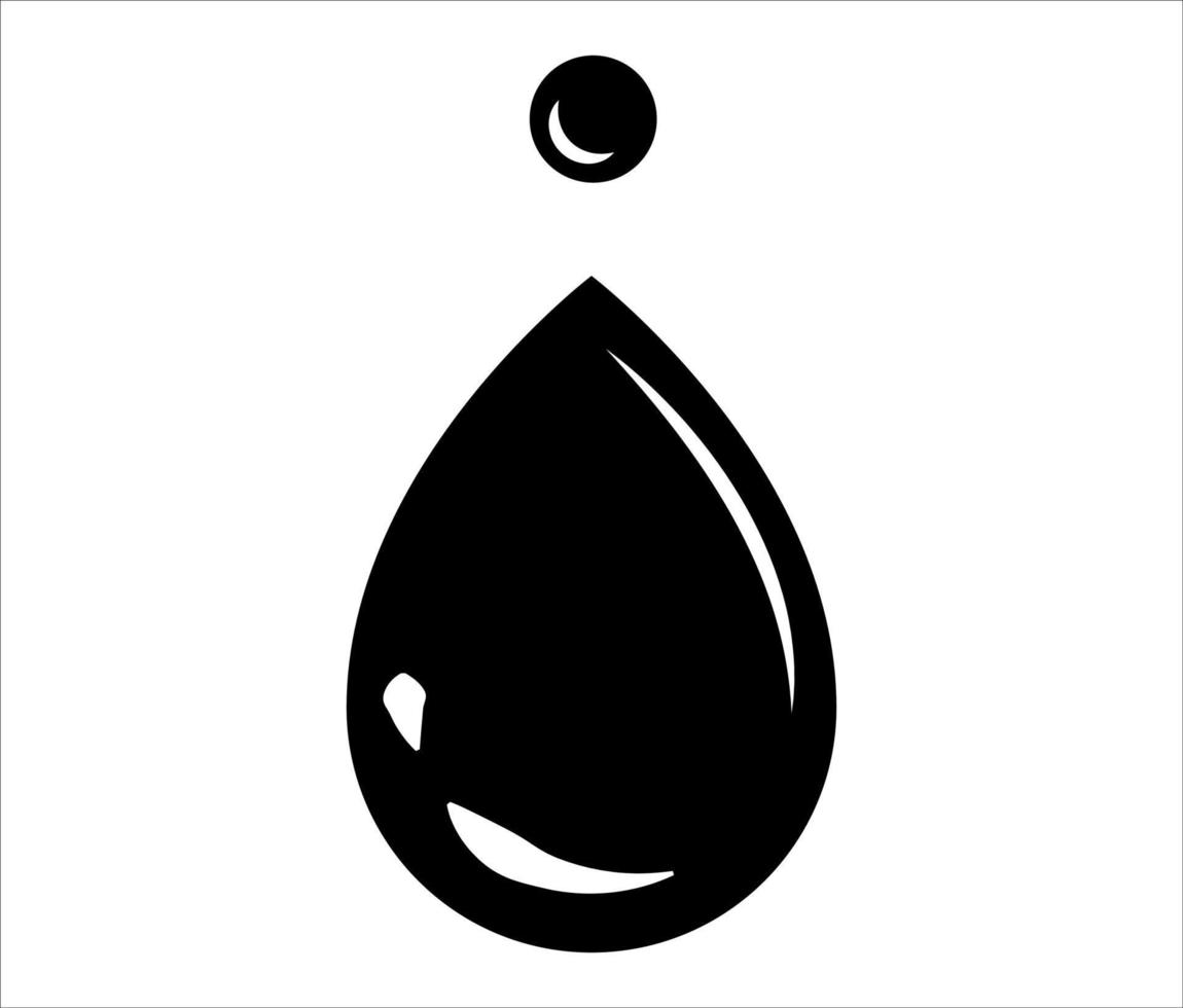 Drop black and white vector icon. Dripping liquid icon for logo design and other design projects. Oil, liquid, water drop illustration.