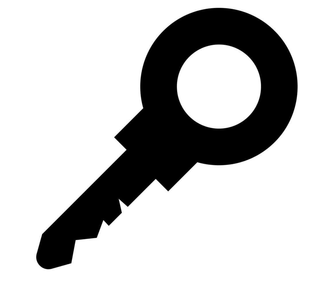 Key icon. Vector key illustration. Flat black and white simple illustration.