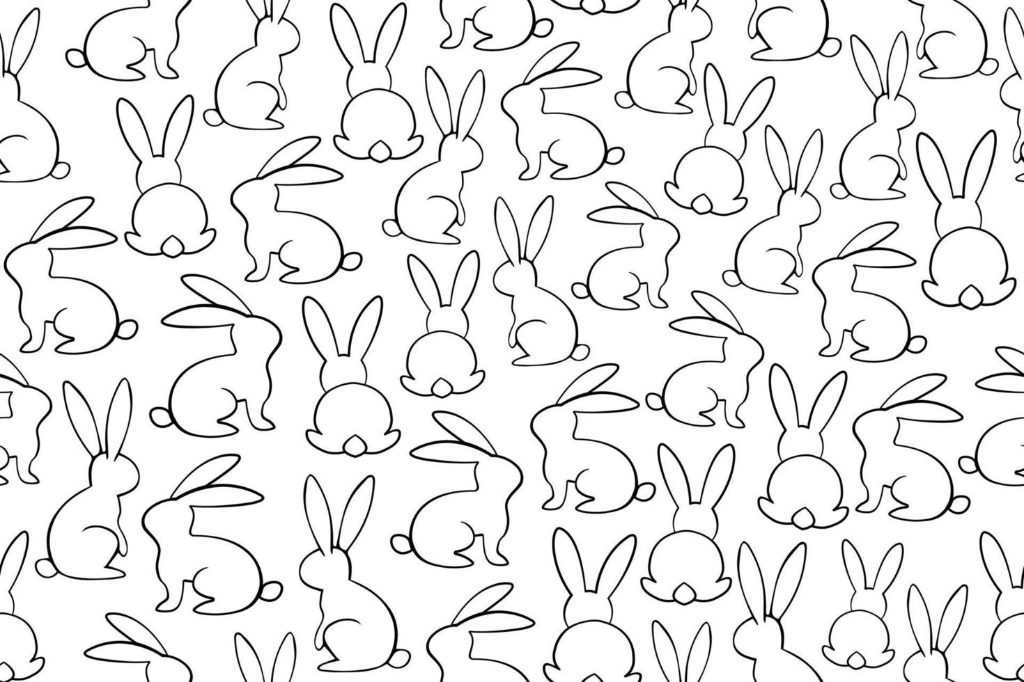Bunny outline seamless pattern. Easter wrapping, greeting, invitations, postcards and other projects. Cute bunny vector pattern.