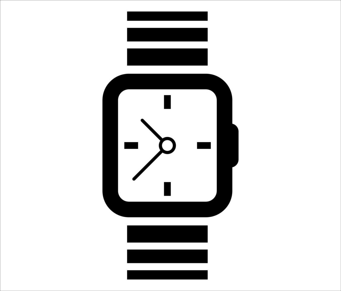 Hand watch icon with simple geometric shapes. Wrist square watch vector illustration isolated on white background.