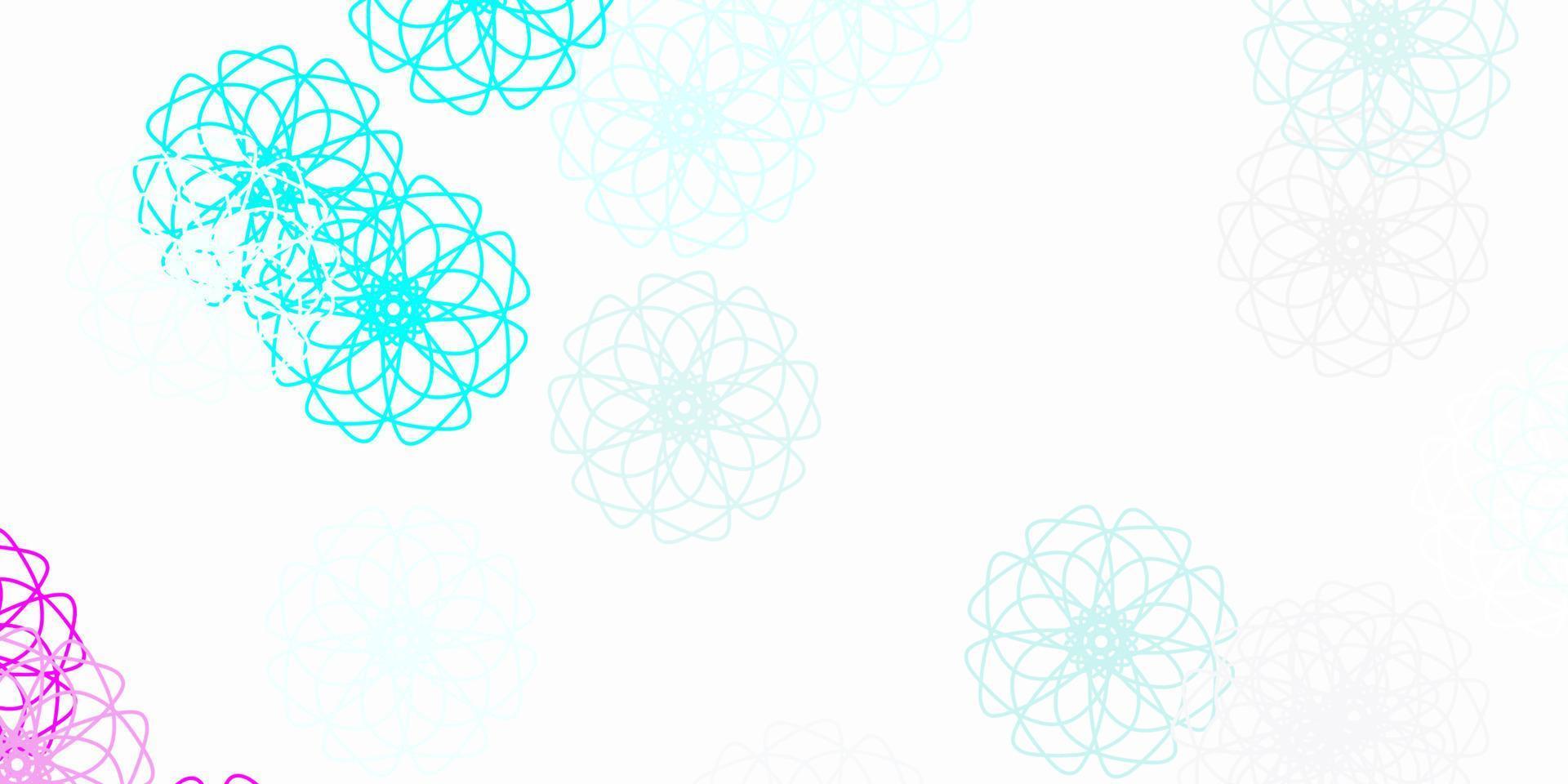Light pink, blue vector doodle background with flowers.