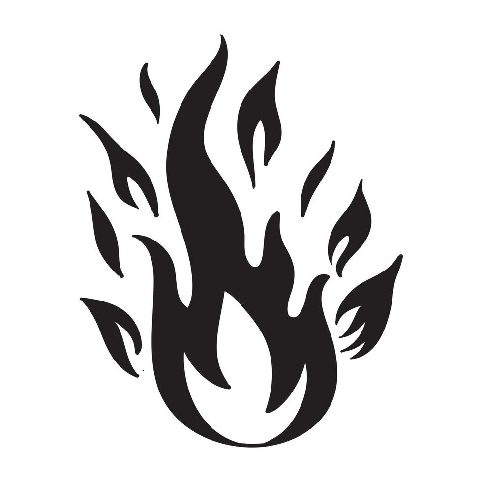 Hand drawn fire icons. Fire Flames Icons Vector Set. Hand Drawn Doodle Sketch Fire, Black and