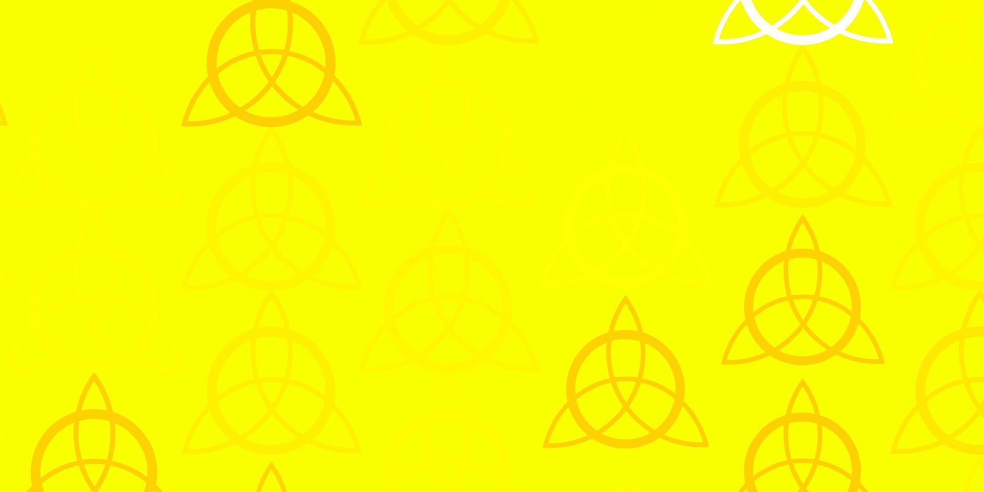 Fondo de vector verde claro, amarillo con símbolos ocultos.