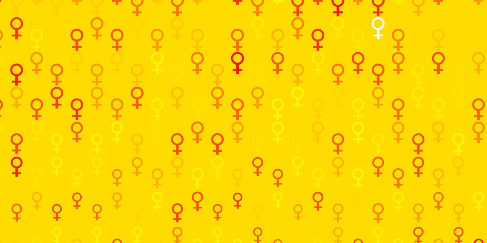 Light Orange vector texture with women rights symbols.