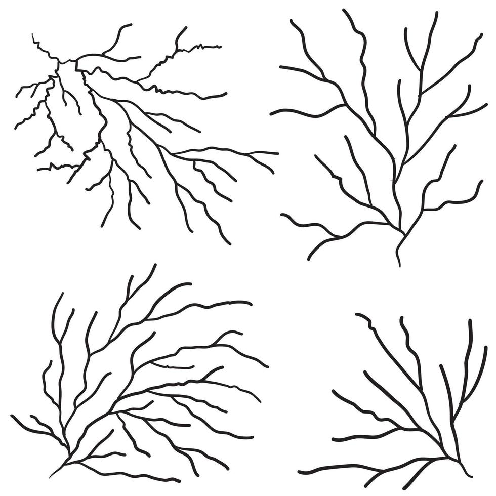 Ground cracks set. Earthquake and ground cracks, hole effect, craquelure and damaged wall texture. Vector illustrations can be used for topics earthquake, crash, destruction