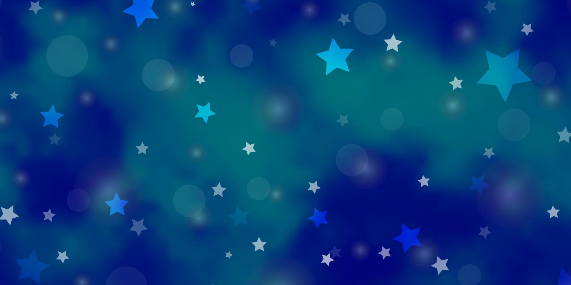 plantilla de vector azul claro con círculos, estrellas.