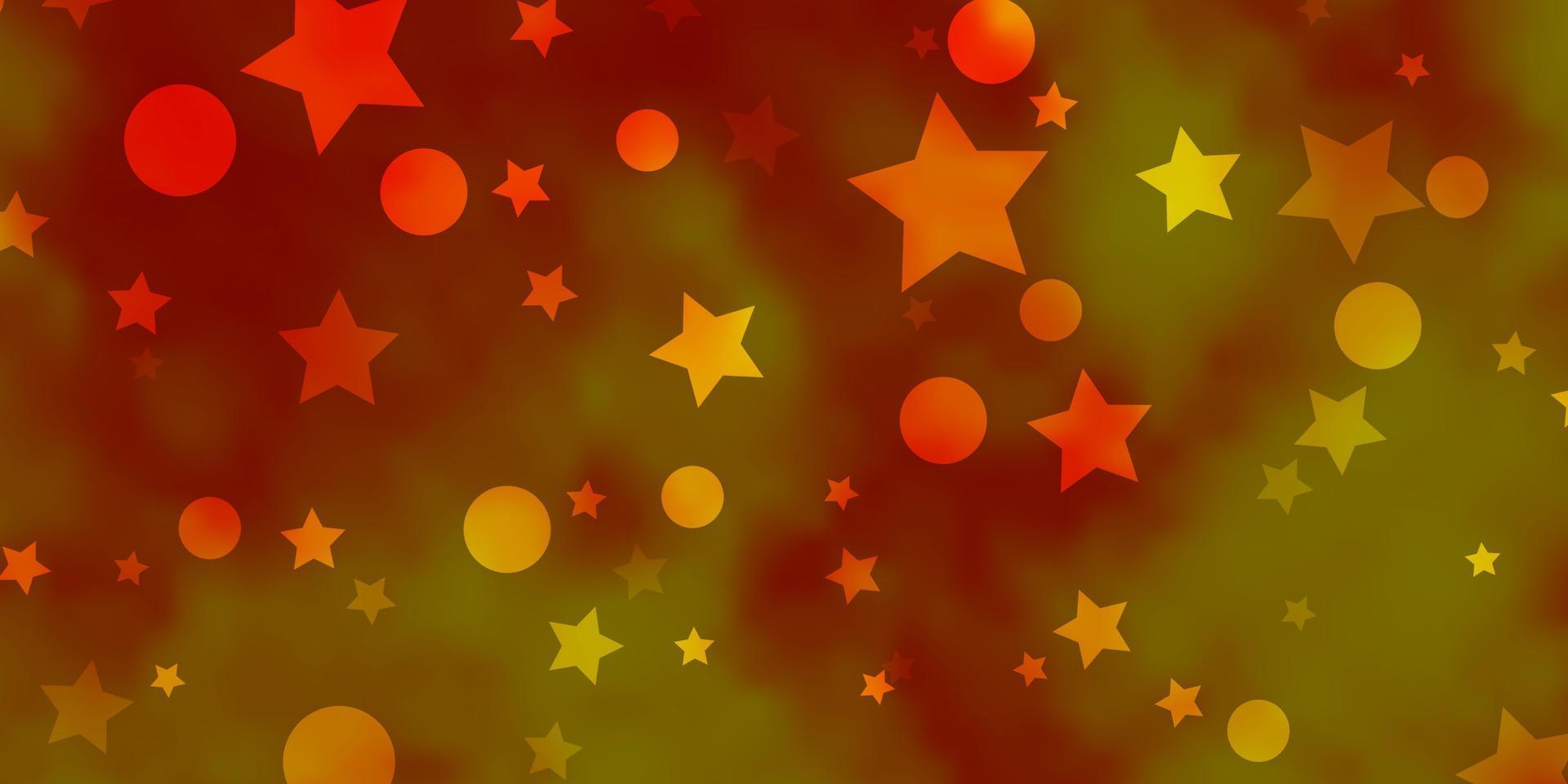 Fondo de vector naranja claro con círculos, estrellas.