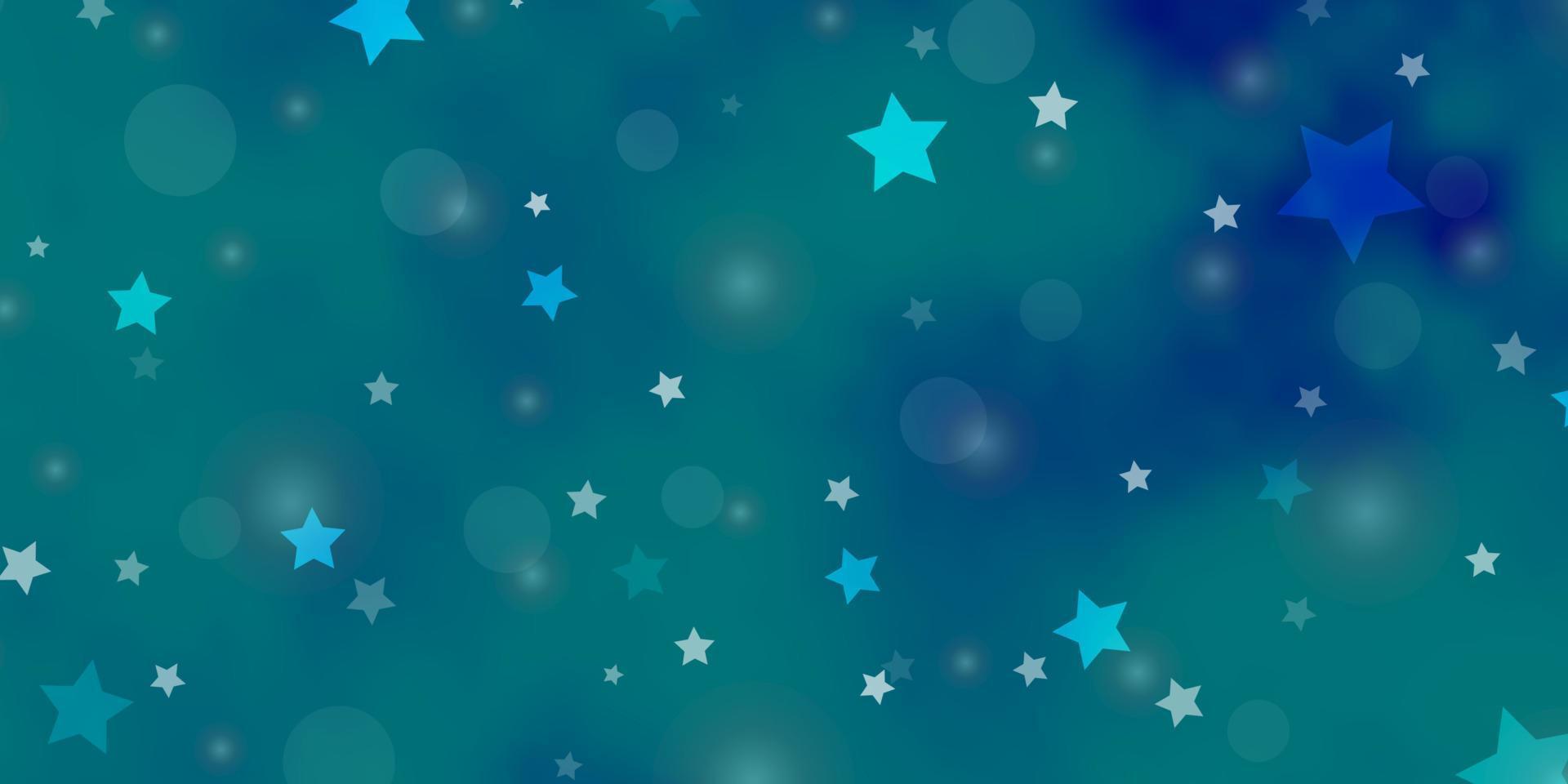 Fondo de vector azul claro con círculos, estrellas.