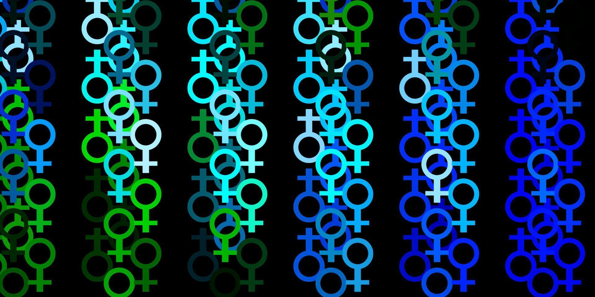 Fondo de vector azul claro, verde con símbolos de mujer.