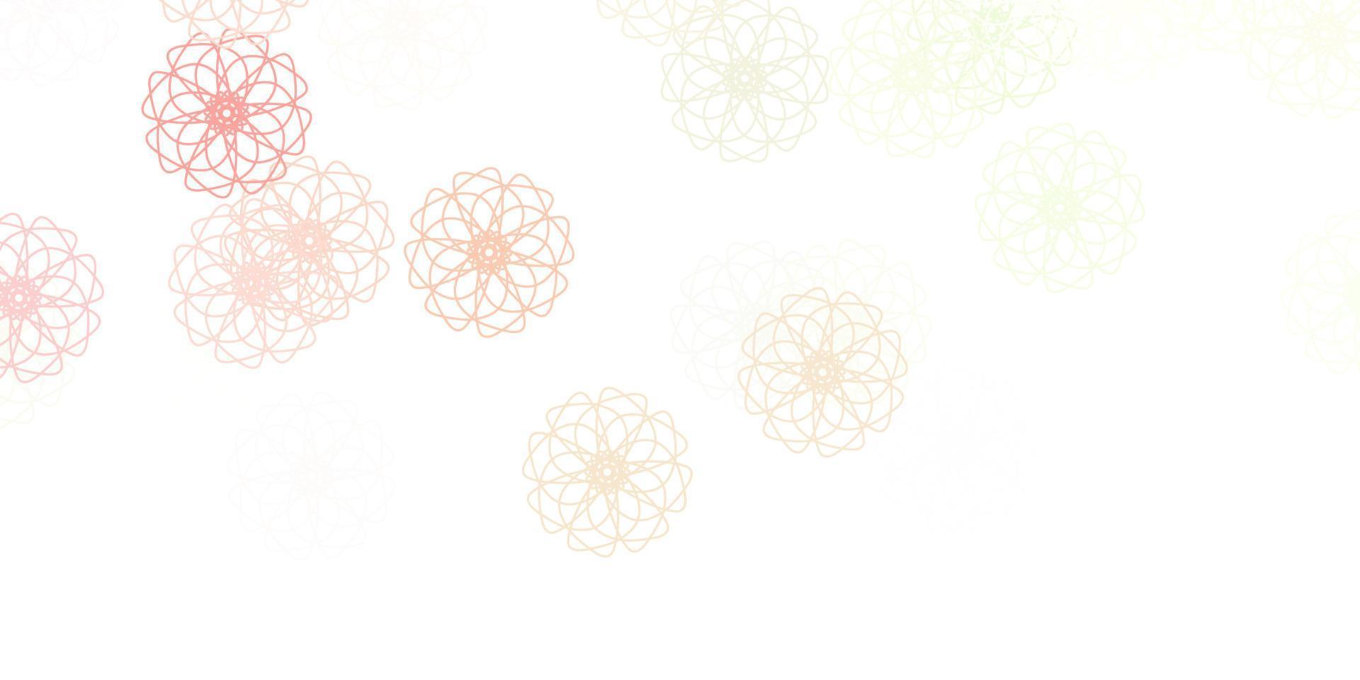 Light Pink, Green vector doodle background with flowers.