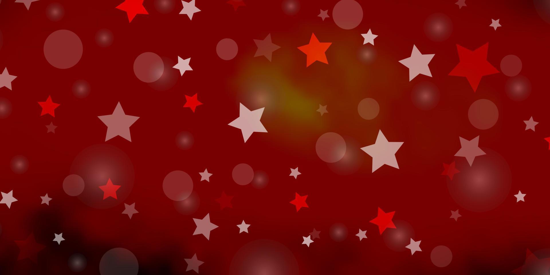 diseño de vector rojo oscuro, amarillo con círculos, estrellas.