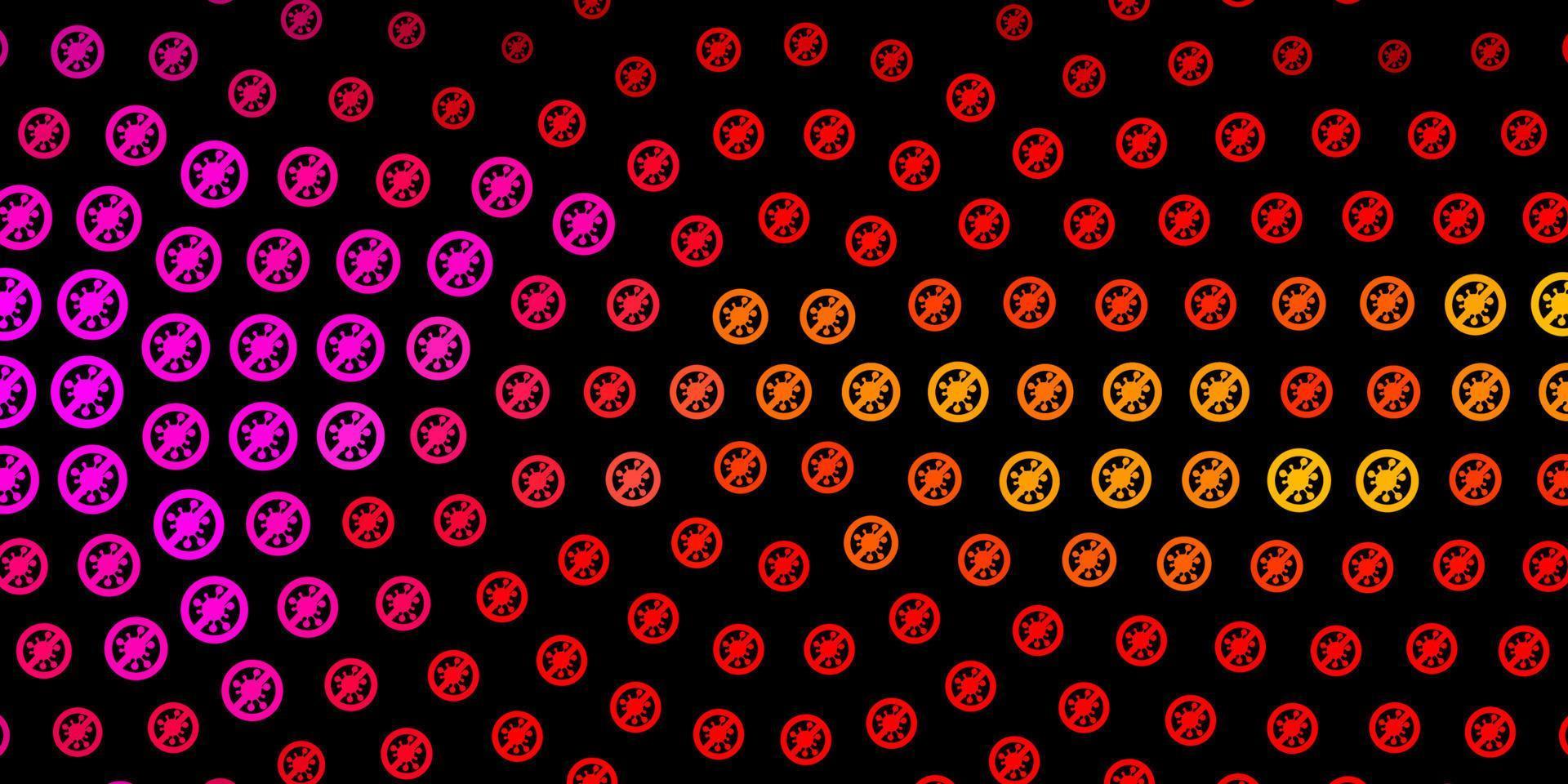 patrón de vector rosa oscuro, amarillo con elementos de coronavirus.