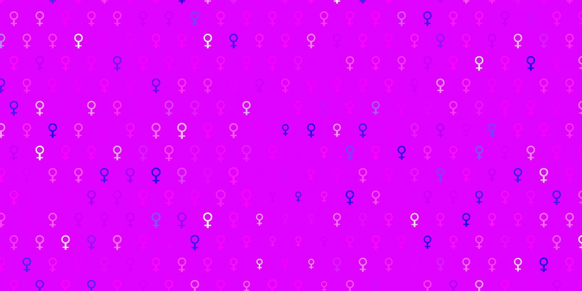 Light Pink, Blue vector background with woman symbols.