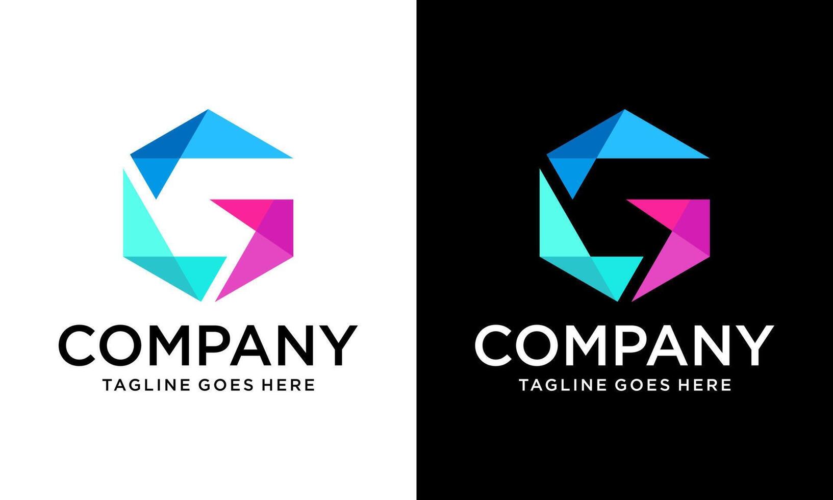 plantilla de diseño de logotipo vectorial. forma de bucle infinito hexagonal colorido, símbolo abstracto de tecnología empresarial. icono de la letra g. vector