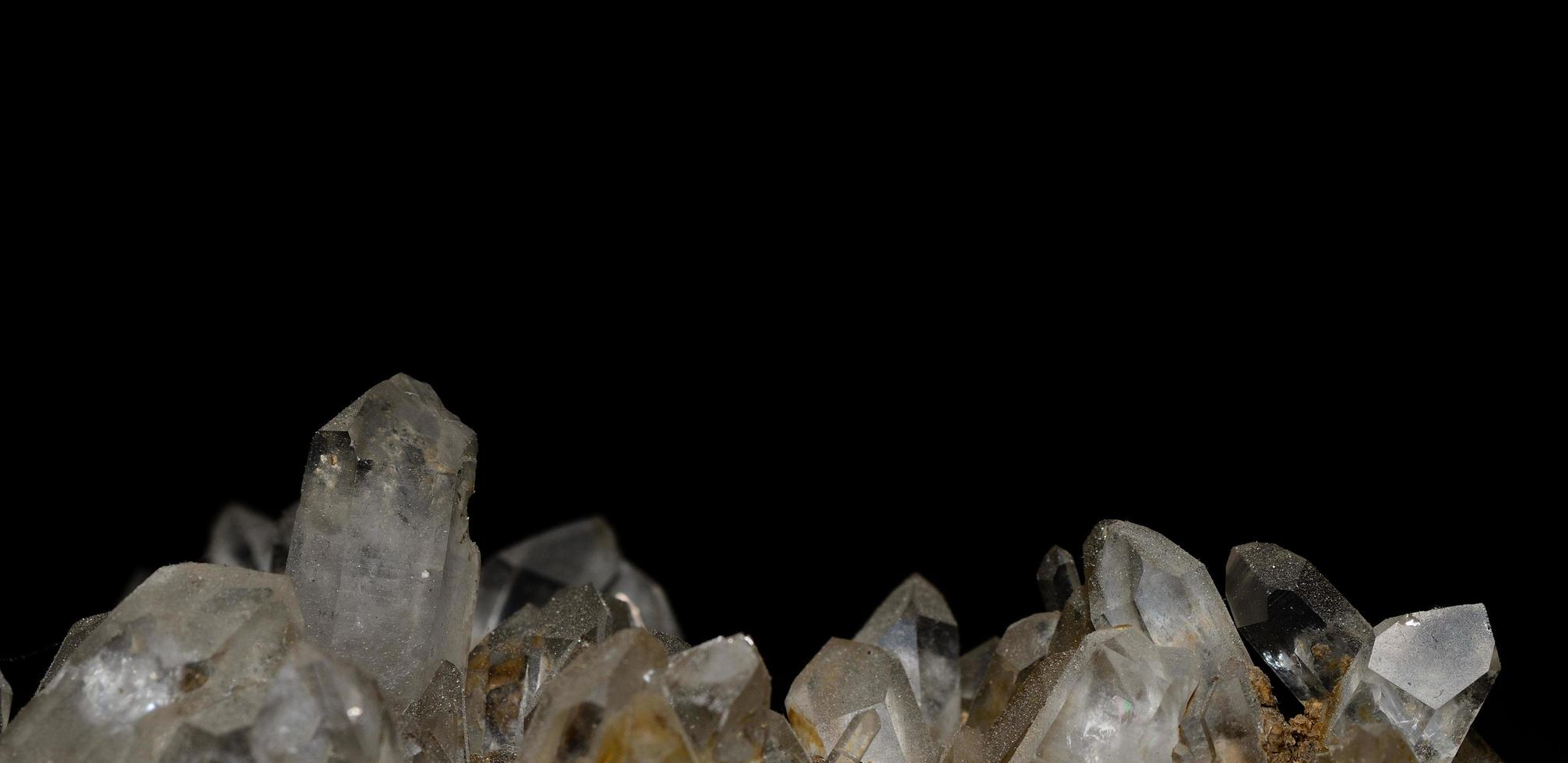 rock crystal with black background panorama photo