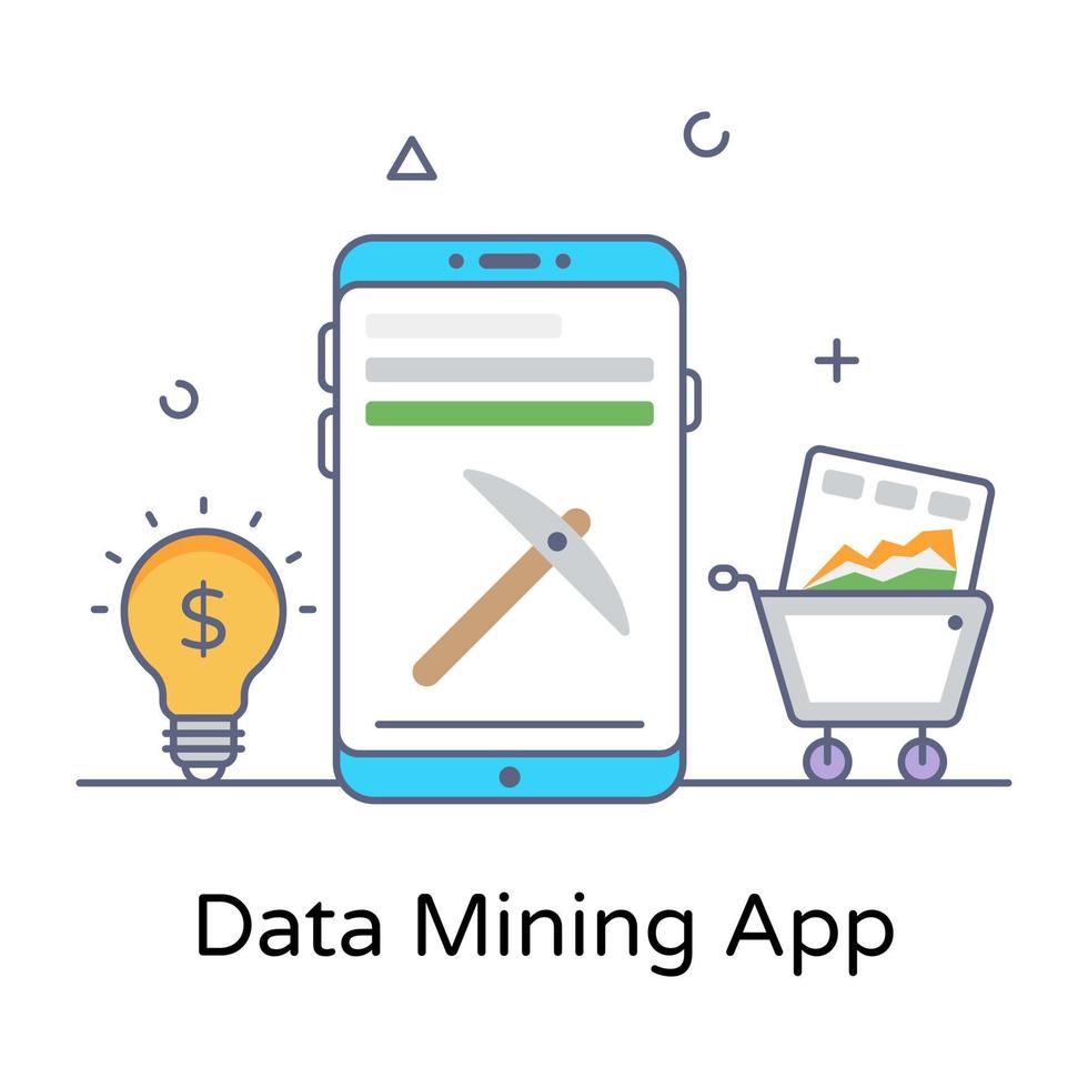 icono de la aplicación de minería de datos en estilo moderno vector