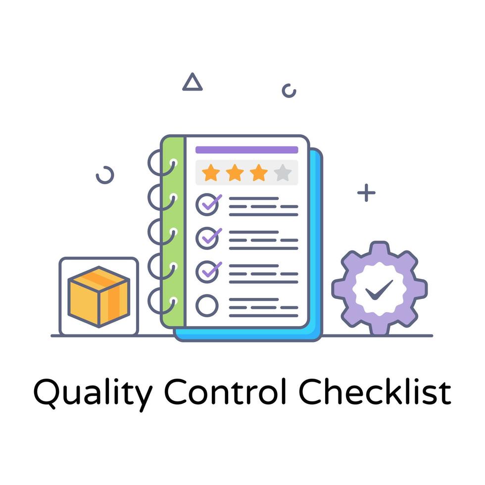 Editable flat outline design of quality control checklist vector