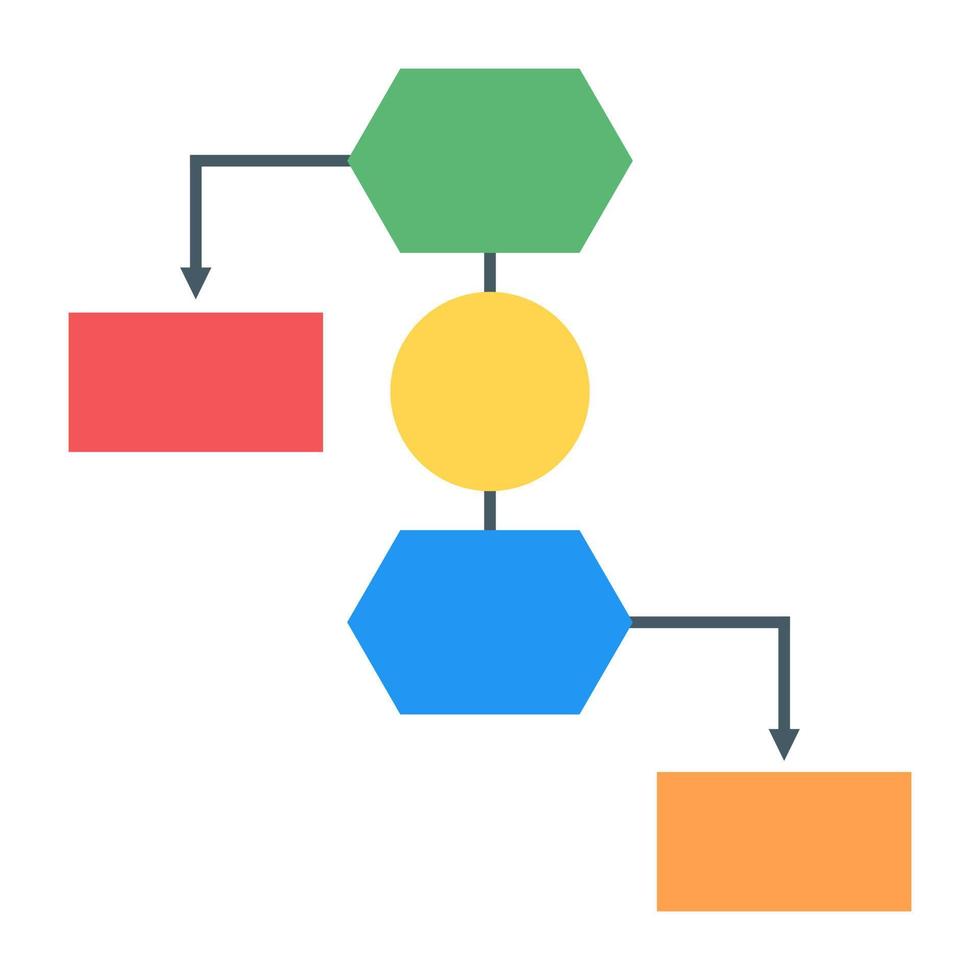 un icono moderno de infografía de diagrama de flujo en diseño plano vector