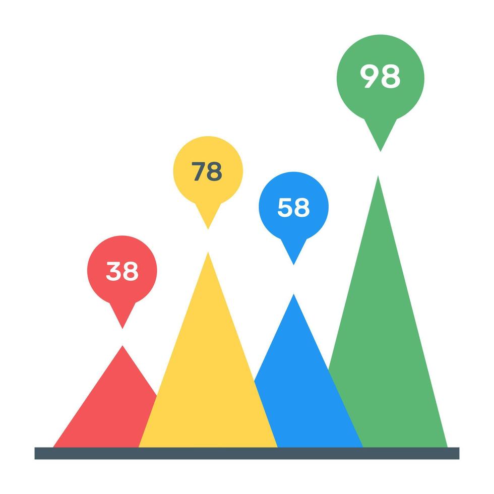Mountain like structure in a chart graph conceptualizing mountain chart vector