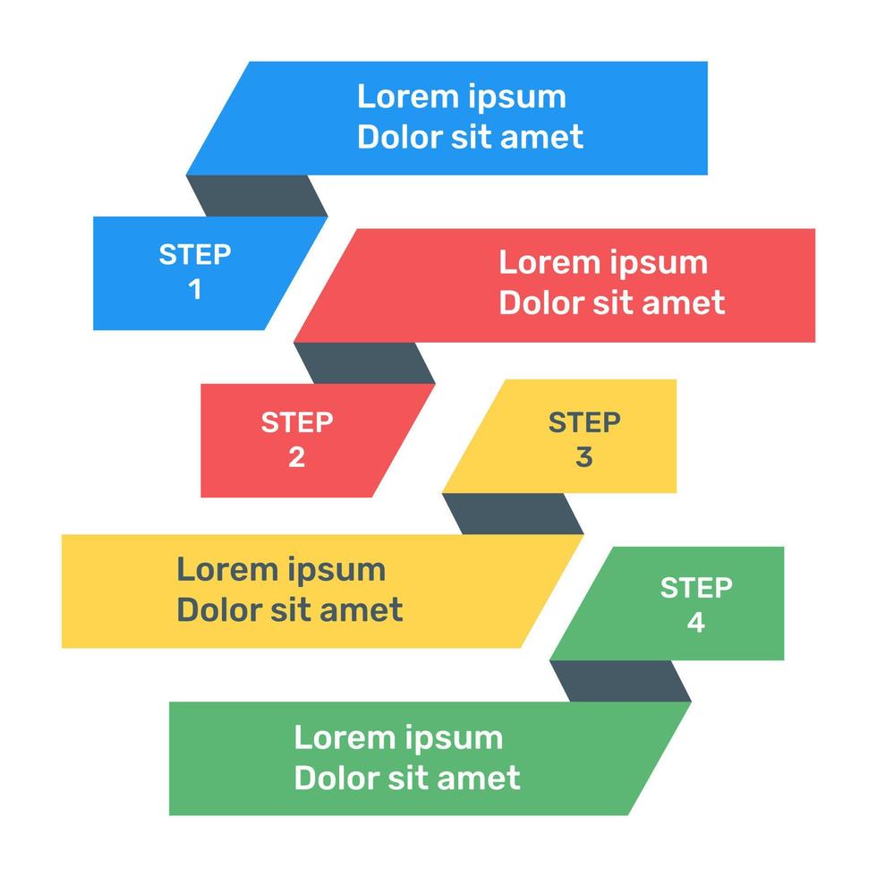 icono de infografía de etiquetas de paso en diseño plano vector