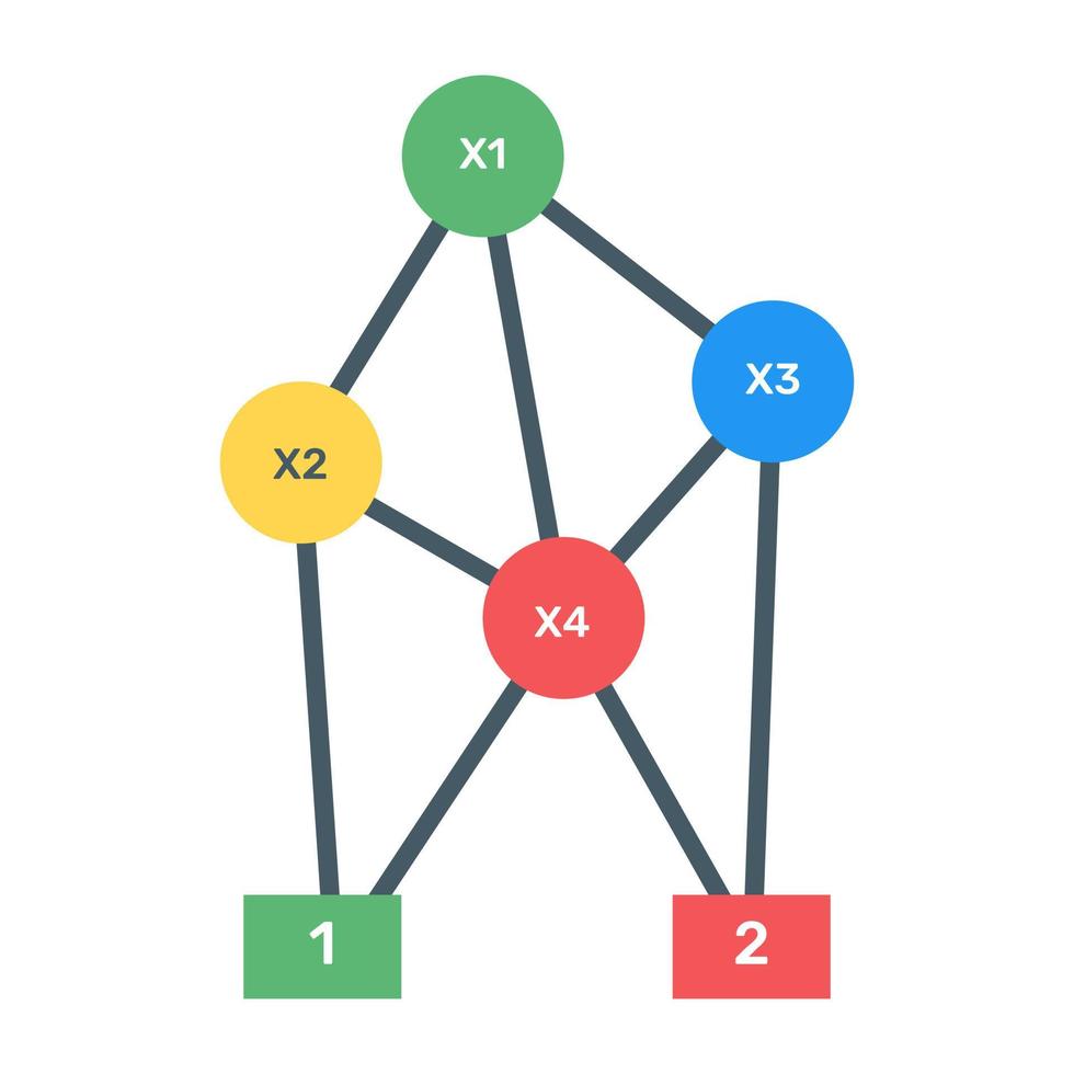 A binary tree diagram icon in flat design vector