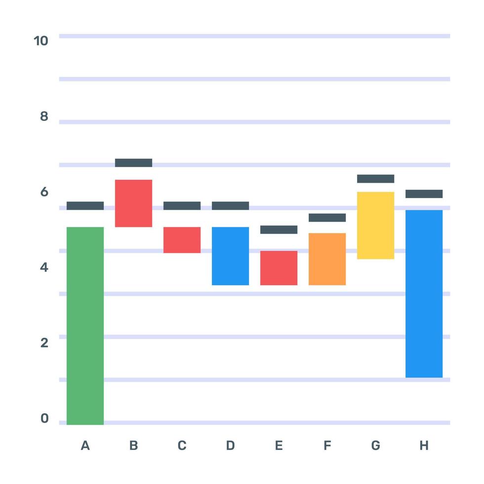 Download this editable flat icon of waterfall graph vector