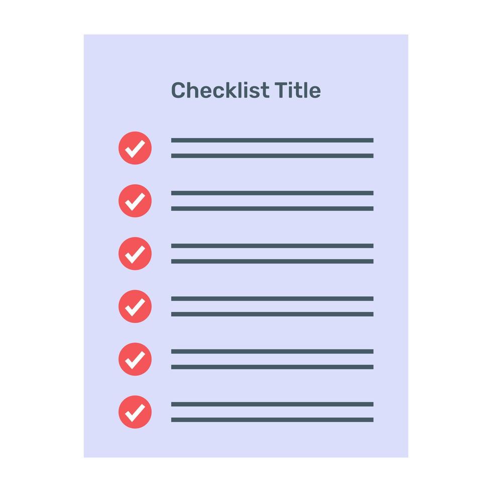 A flat vector of checklist template, editable design