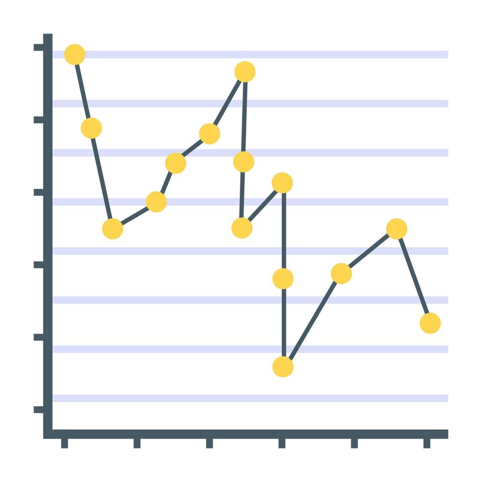 icono plano de gráfico de líneas, concepto de informe financiero vector