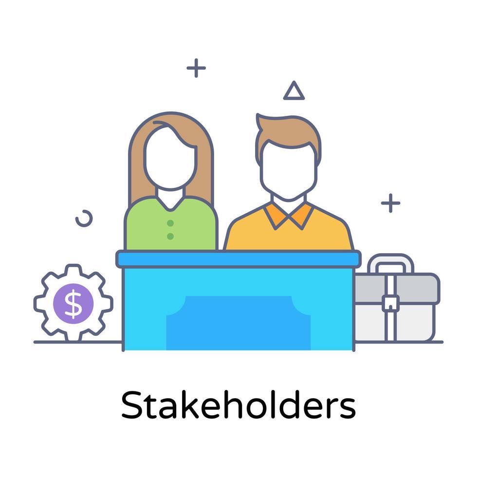 Stakeholders flat outline style icon vector