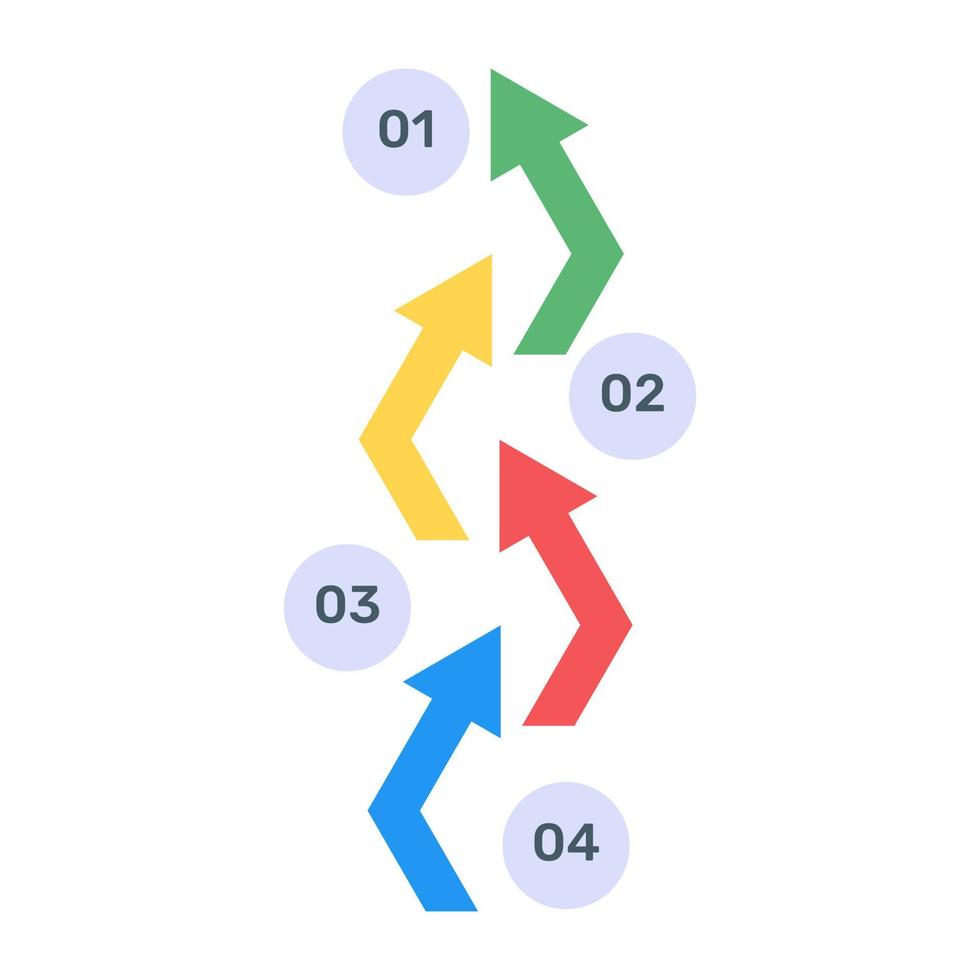 trazando en una dirección etiquetada, icono plano del diagrama de información vector