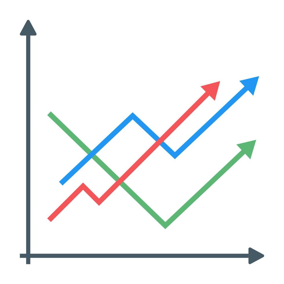 un icono plano de gráfico de líneas vector