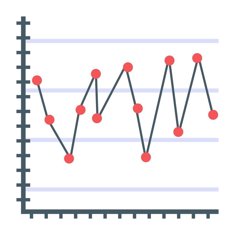 icono plano de gráfico de líneas, concepto de informe financiero vector