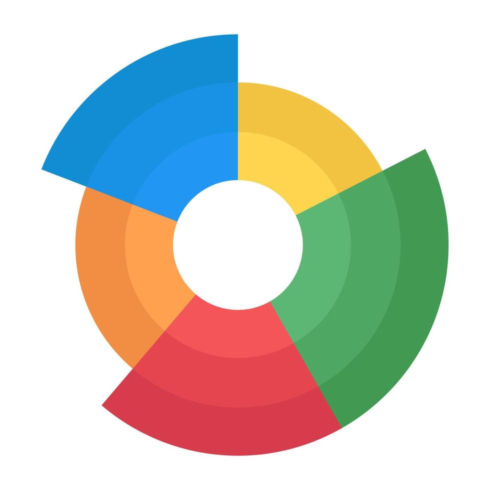 icono de gráfico de rayos de sol, diseño editable plano vector