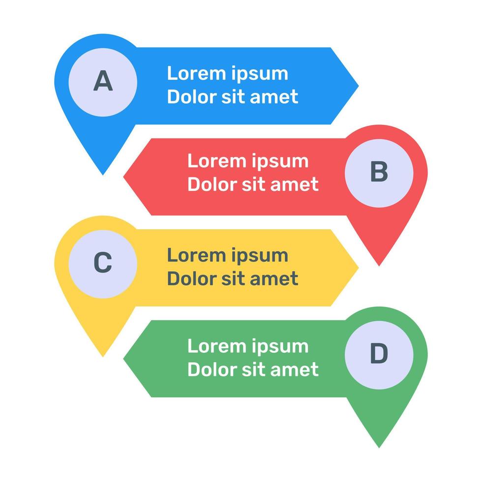 icono de infografía de etiquetas de paso en diseño plano vector